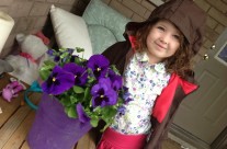 Tanit poses with her pansies